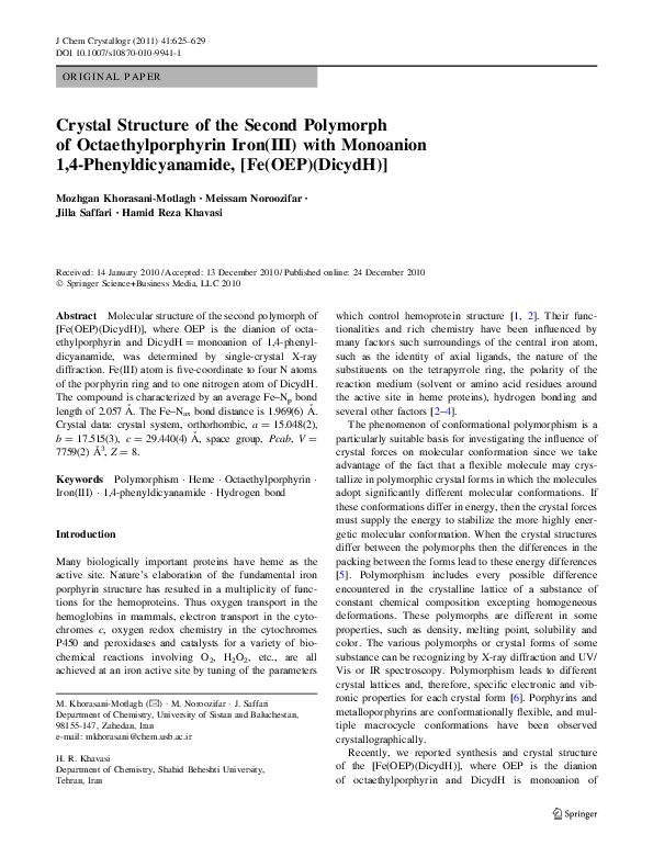 (PDF) Crystal Structure of the Second Polymorph of Octaethylporphyrin ...
