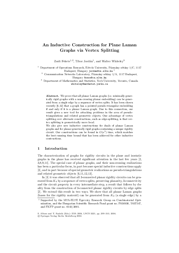 (PDF) An Inductive Construction for Plane Laman Graphs via Vertex ...
