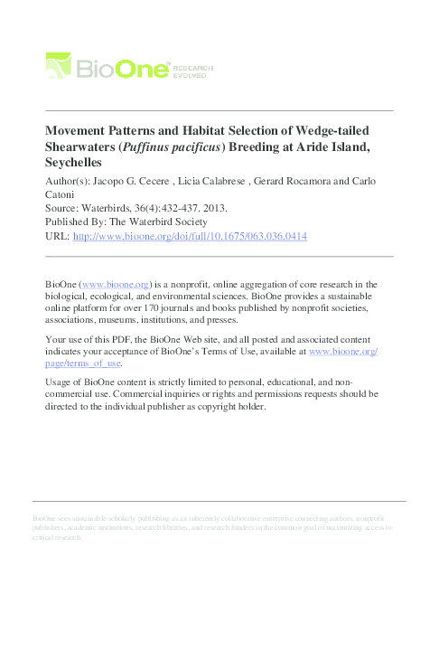 (PDF) Movement Patterns and Habitat Selection of Wedge-tailed ...