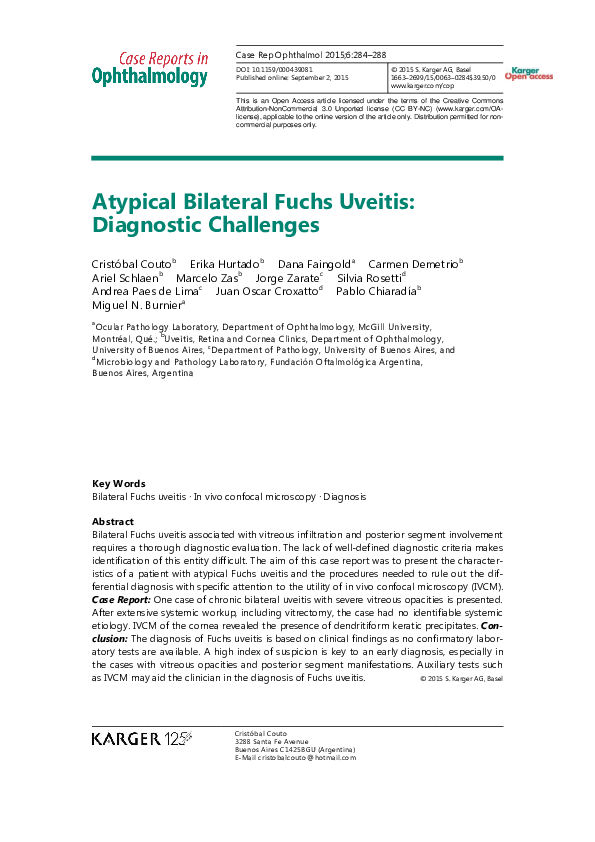 (PDF) Atypical Bilateral Fuchs Uveitis: Diagnostic Challenges