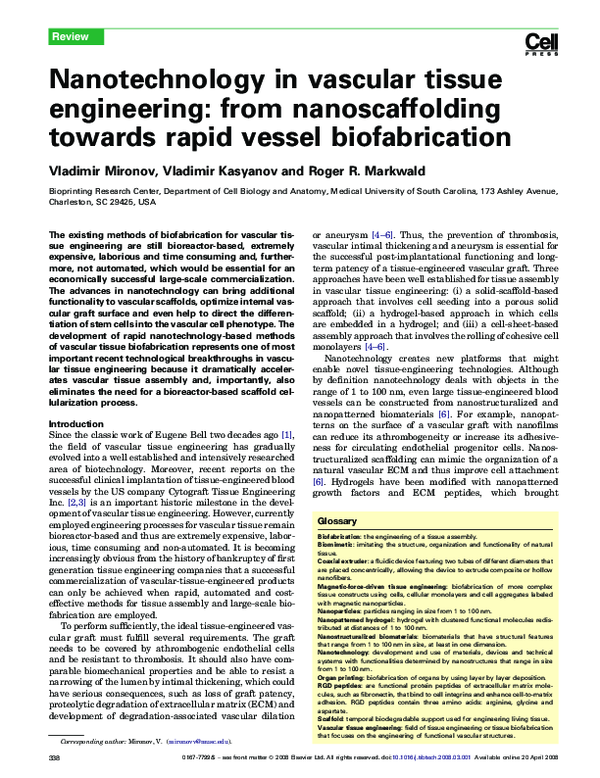 (PDF) Nanotechnology in vascular tissue engineering: from ...