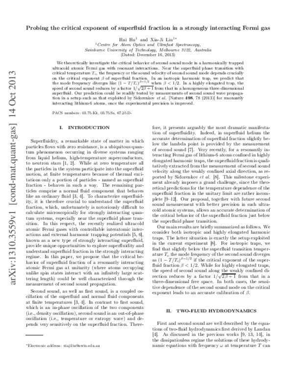 (PDF) Probing the critical exponent of the superfluid fraction in a ...