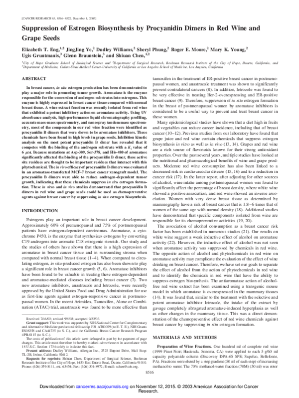 (PDF) Suppression of estrogen biosynthesis by procyanidin dimers in red