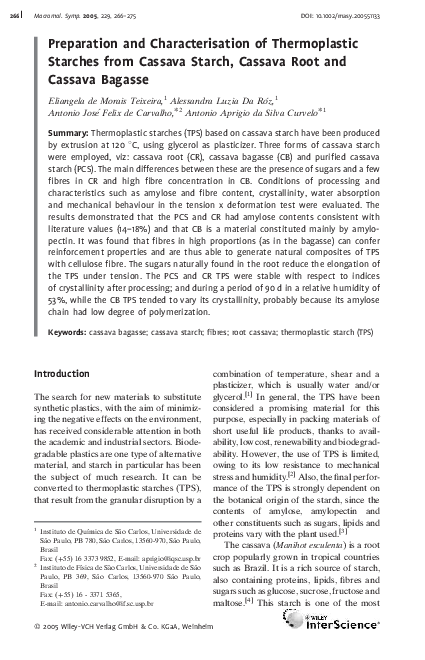(PDF) Preparation and Characterisation of Thermoplastic Starches from ...