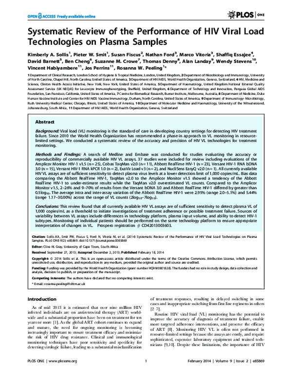 (PDF) Systematic Review of the Performance of HIV Viral Load ...