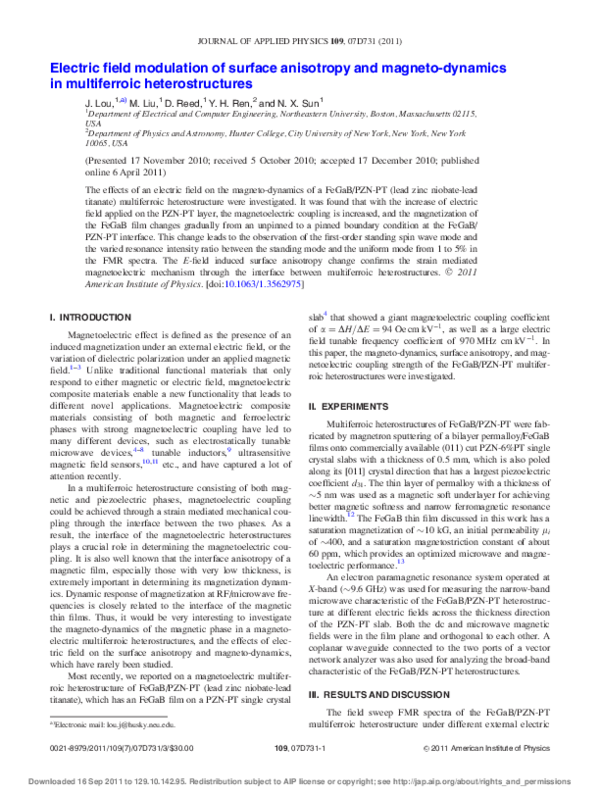 (PDF) Electric field modulation of surface anisotropy and magneto ...