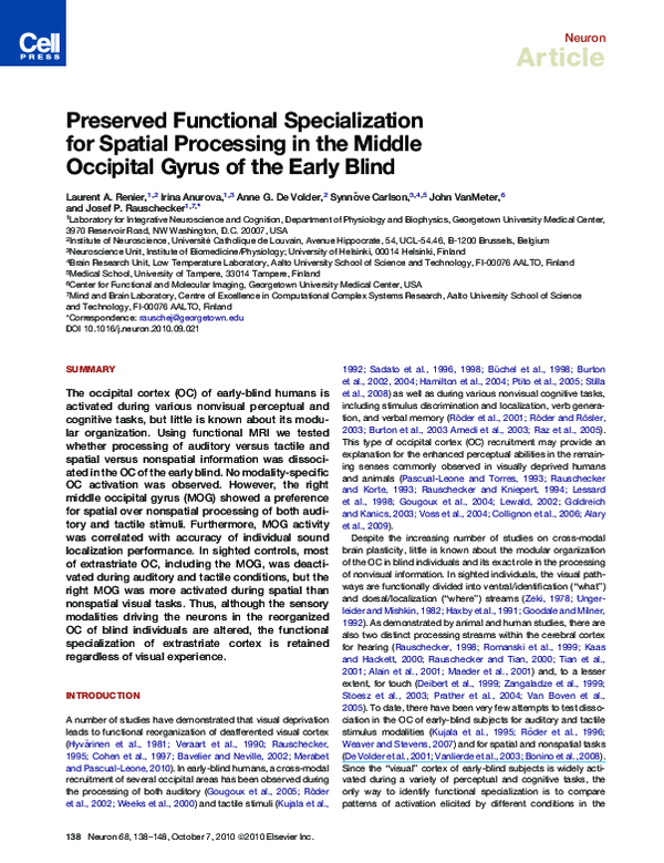 (PDF) Preserved Functional Specialization for Spatial Processing in the ...