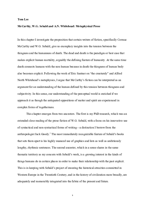 (PDF) Cormac McCarthy’s Borders and Landscapes, "Metaphysical Prose