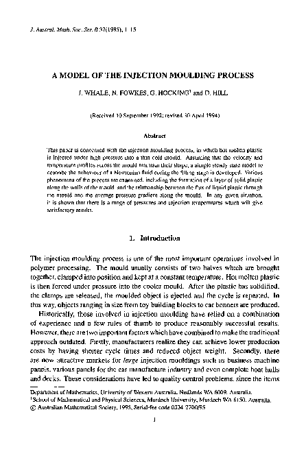 (PDF) A model of the injection moulding process