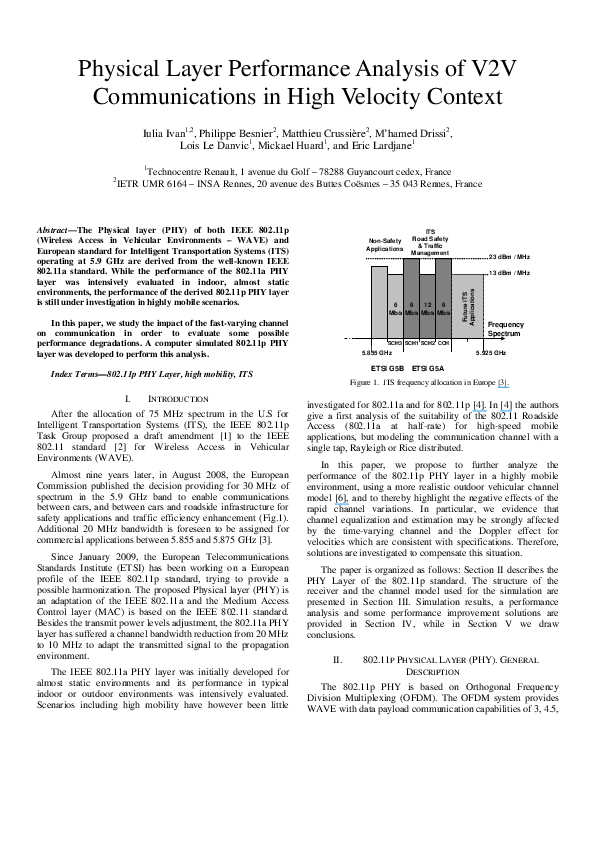 (PDF) Physical layer performance analysis of V2V communications in high ...