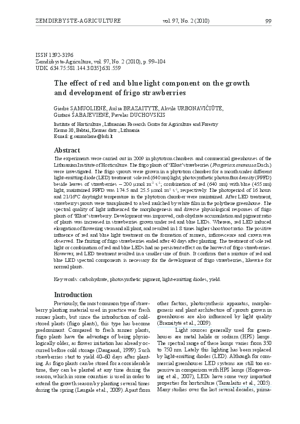 (PDF) The effect of red and blue light component on the growth and ...