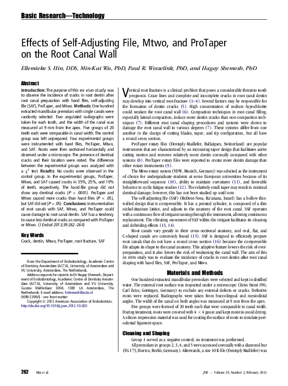 (PDF) Effects of self-adjusting file, Mtwo, and ProTaper on the root ...