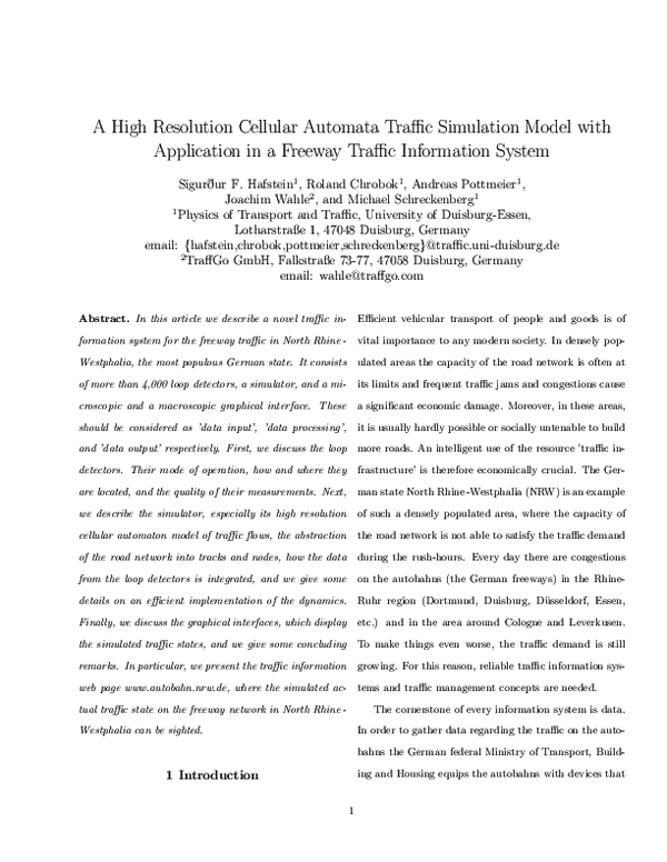 (PDF) A High-Resolution Cellular Automata Traffic Simulation Model with ...