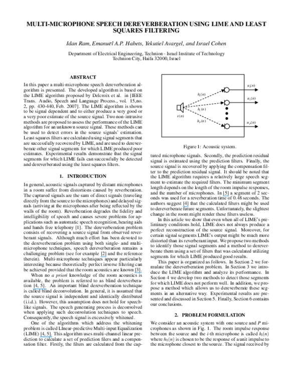(PDF) Multimicrophone speech dereverberation using spatiotemporal and ...