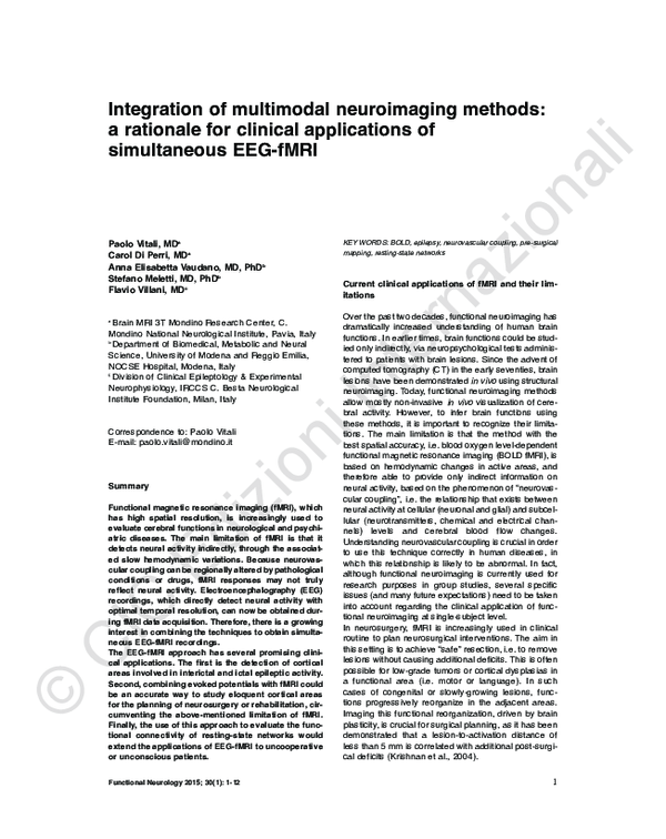 (PDF) Integration of multimodal neuroimaging methods: a rationale for ...