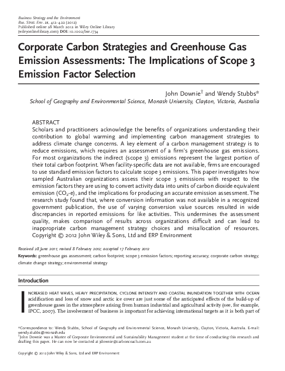 (PDF) Corporate Carbon Strategies and Greenhouse Gas Emission ...