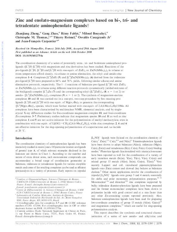 (PDF) Zinc and enolato-magnesium complexes based on bi-, tri- and ...