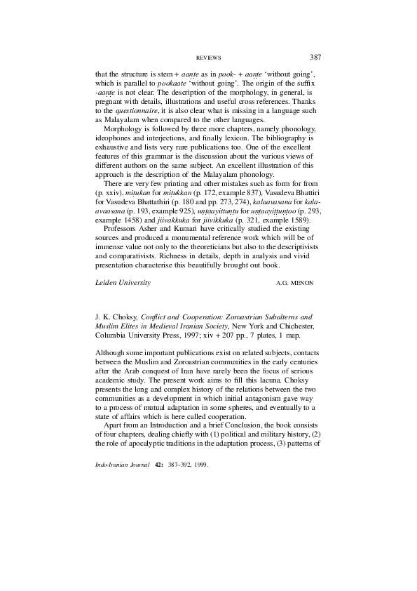 (PDF) J.K. Choksy, Conflict and Cooperation Zoroastrian Subalterns and