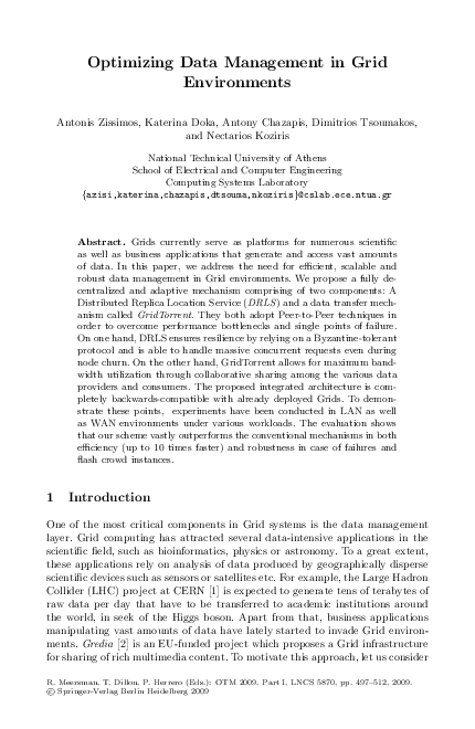 (PDF) Optimizing Data Management in Grid Environments