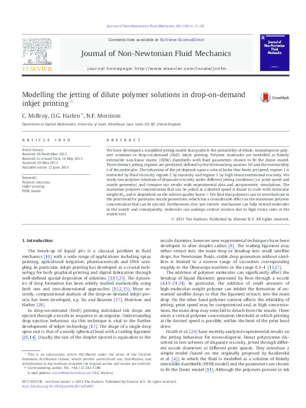 (PDF) Modelling the jetting of dilute polymer solutions in dropon