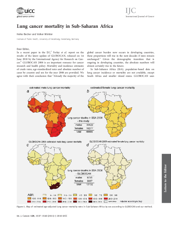 (PDF) Lung cancer mortality in Sub-Saharan Africa