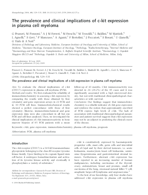 (PDF) The prevalence and clinical implications of c-kit expression in ...