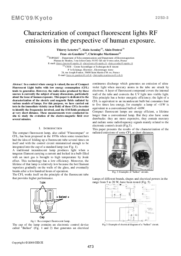 (PDF) Characterization of compact fluorescent lamp RF emissions in the ...