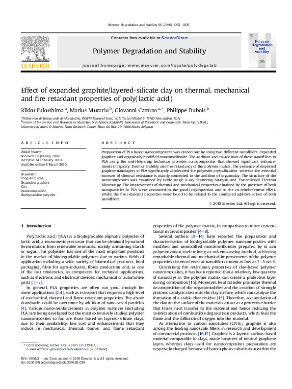 (PDF) Effect of expanded graphite/layered-silicate clay on thermal ...