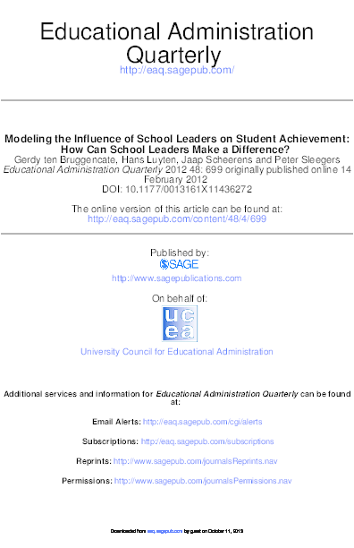 (PDF) Modeling the Influence of School Leaders on Student Achievement ...