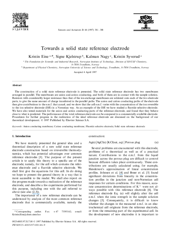 (PDF) Towards a solid state reference electrode