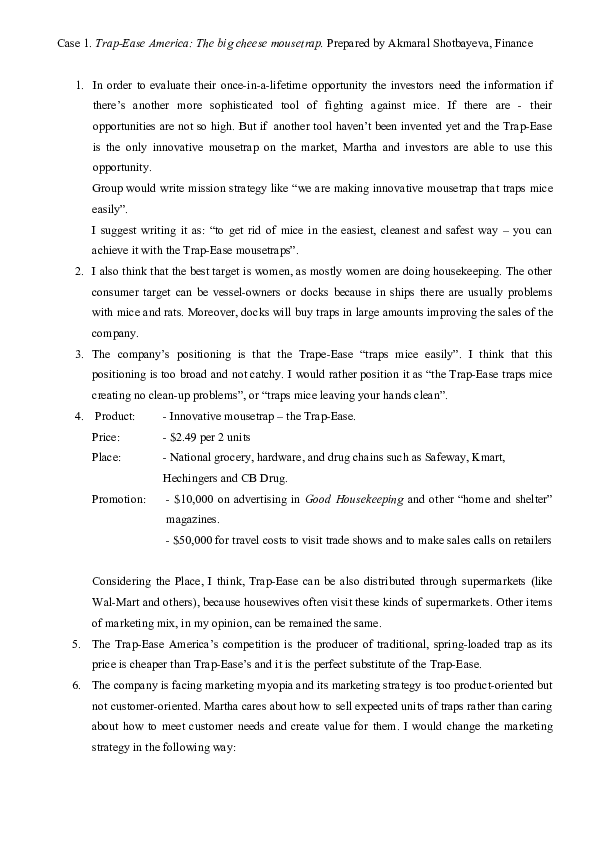 Trap-ease america case study answers pdf image