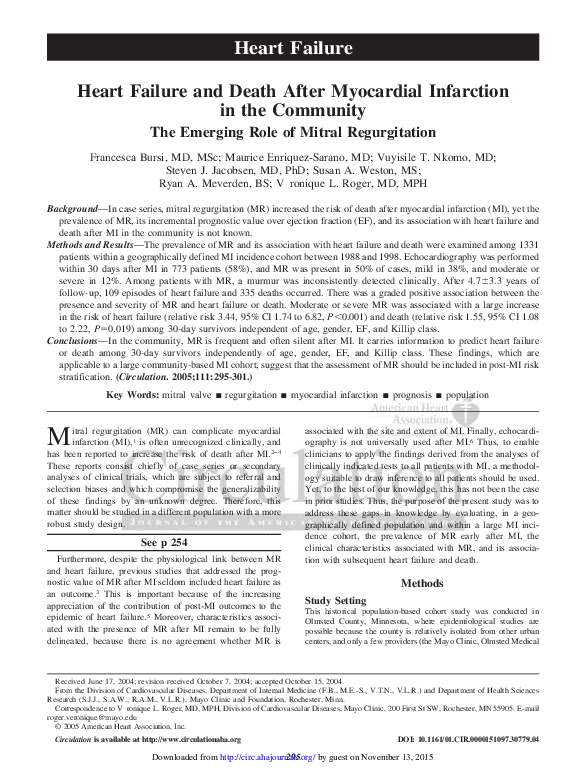(PDF) Heart Failure and Death After Myocardial Infarction in the ...