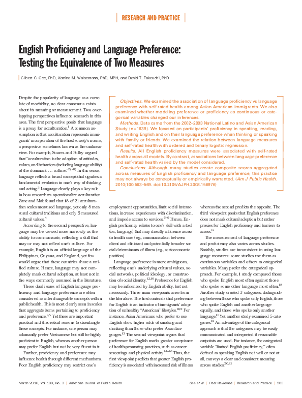 (PDF) English Proficiency and Language Preference: Testing the ...