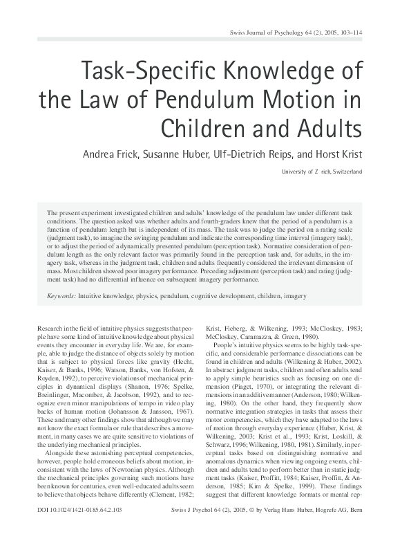 piaget's pendulum task