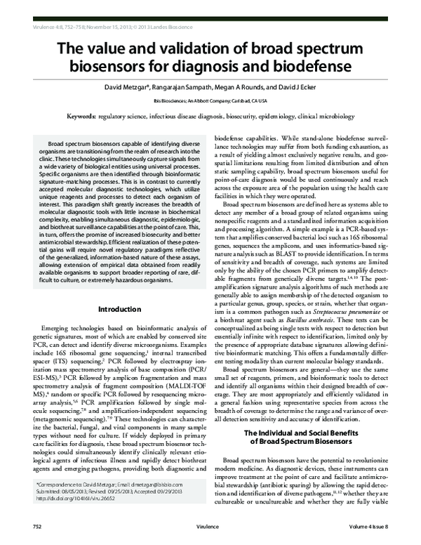 (PDF) The value and validation of broad spectrum biosensors for ...