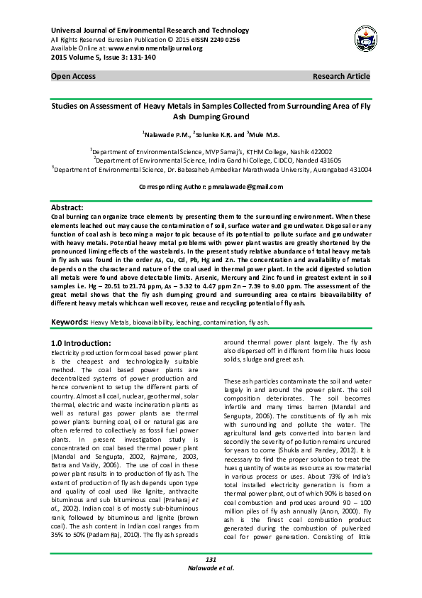 (PDF) Studies on Assessment of Heavy Metals in Samples Collected from ...