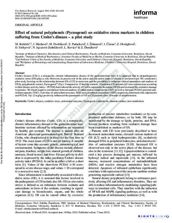 (PDF) Effect of natural polyphenols (Pycnogenol) on oxidative stress ...
