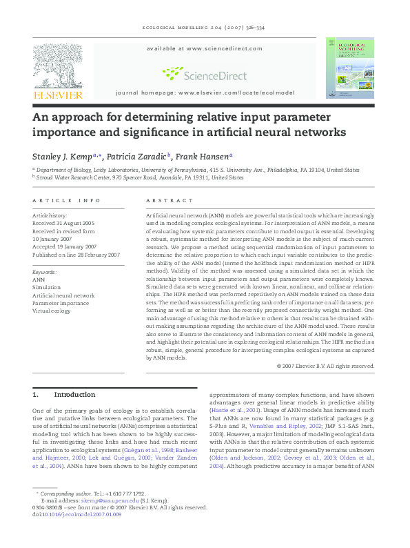 (PDF) An approach for determining relative input parameter importance ...