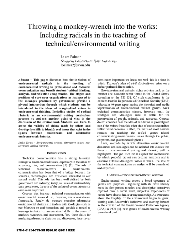 (PDF) Throwing a monkeywrench into the works Including radicals in