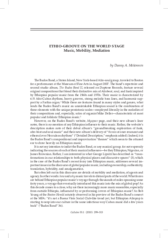 ダニー？ PDF) Ethio Groove Paper Callaloo Final