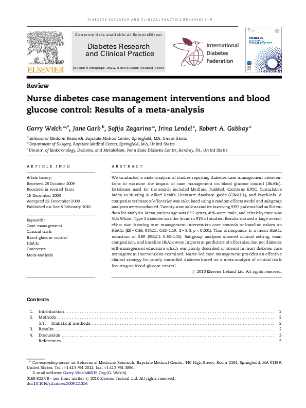 (PDF) Nurse diabetes case management interventions and blood glucose ...