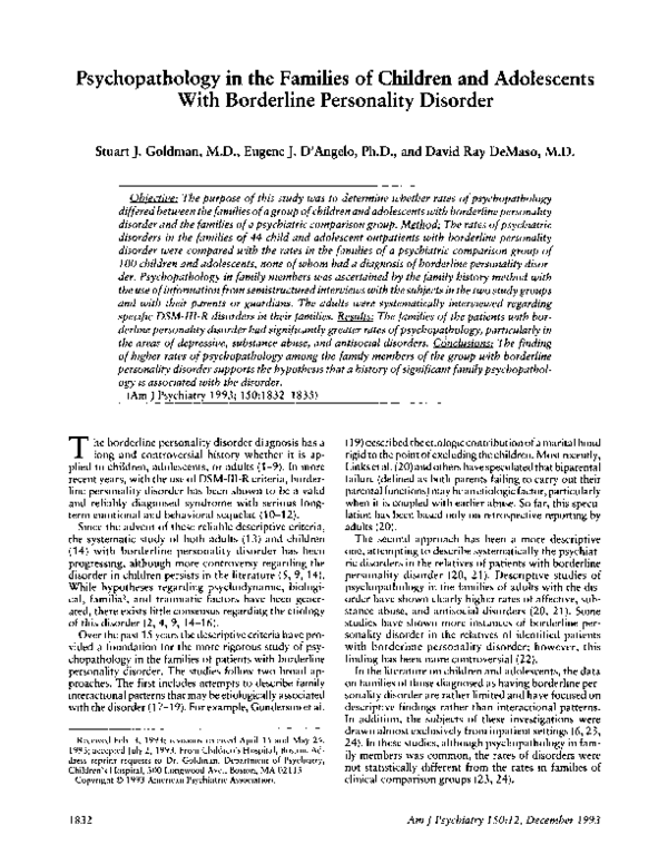 (PDF) Psychopathology in the families of children and adolescents with ...
