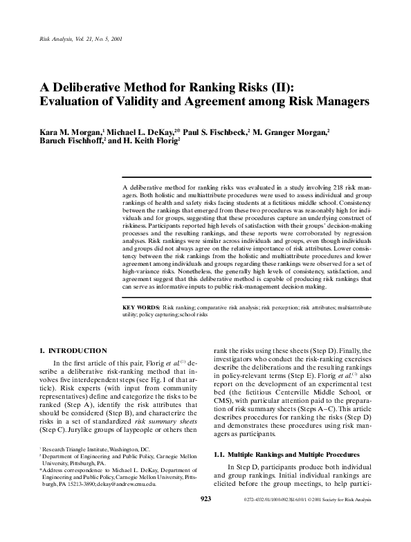 (PDF) Insight into “Calculated Risk”: An Application to the ...