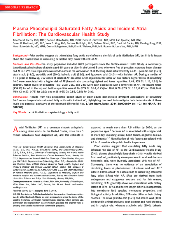 (PDF) Plasma phospholipid saturated fatty acids and incident atrial ...