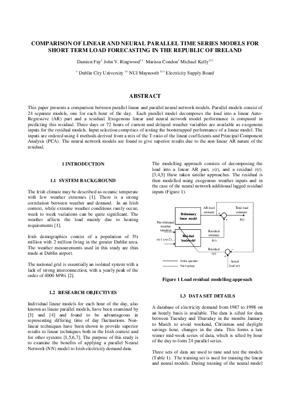 (PDF) A comparison of linear and neural parallel time series models for ...