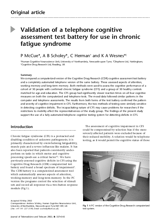 (PDF) Validation of a Telephone Cognitive Assessment Battery