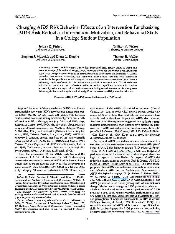 (PDF) Changing AIDS risk behavior: Effects of an intervention ...