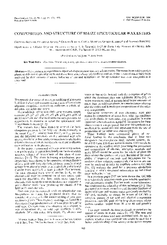 (PDF) Composition and structure of maize epicuticular wax esters Pinarosa Avato Academia.edu