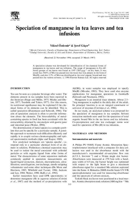 (PDF) Speciation of Manganese in Tea Leaves and Tea Infusions seref