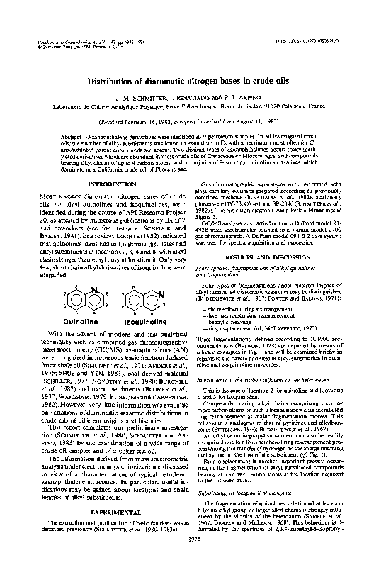 (PDF) Distribution of diaromatic nitrogen bases in crude oils